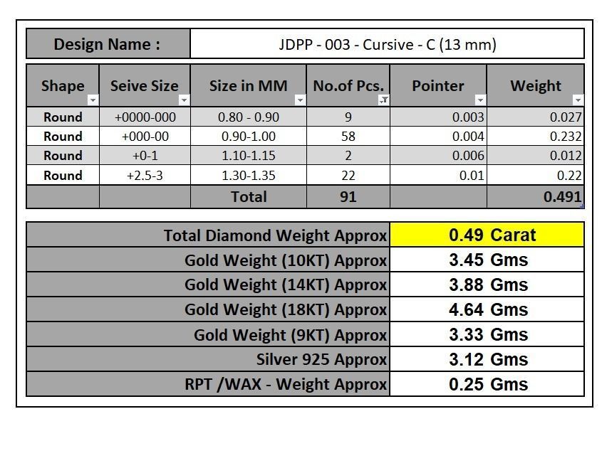 Custom Initial C Letter Diamond Pendant A to Z Alphabet Necklace 3D print model_19