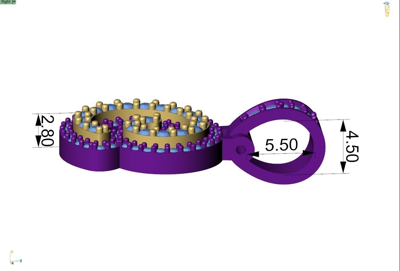 Custom Initial C Letter Diamond Pendant A to Z Alphabet Necklace 3D print model_7