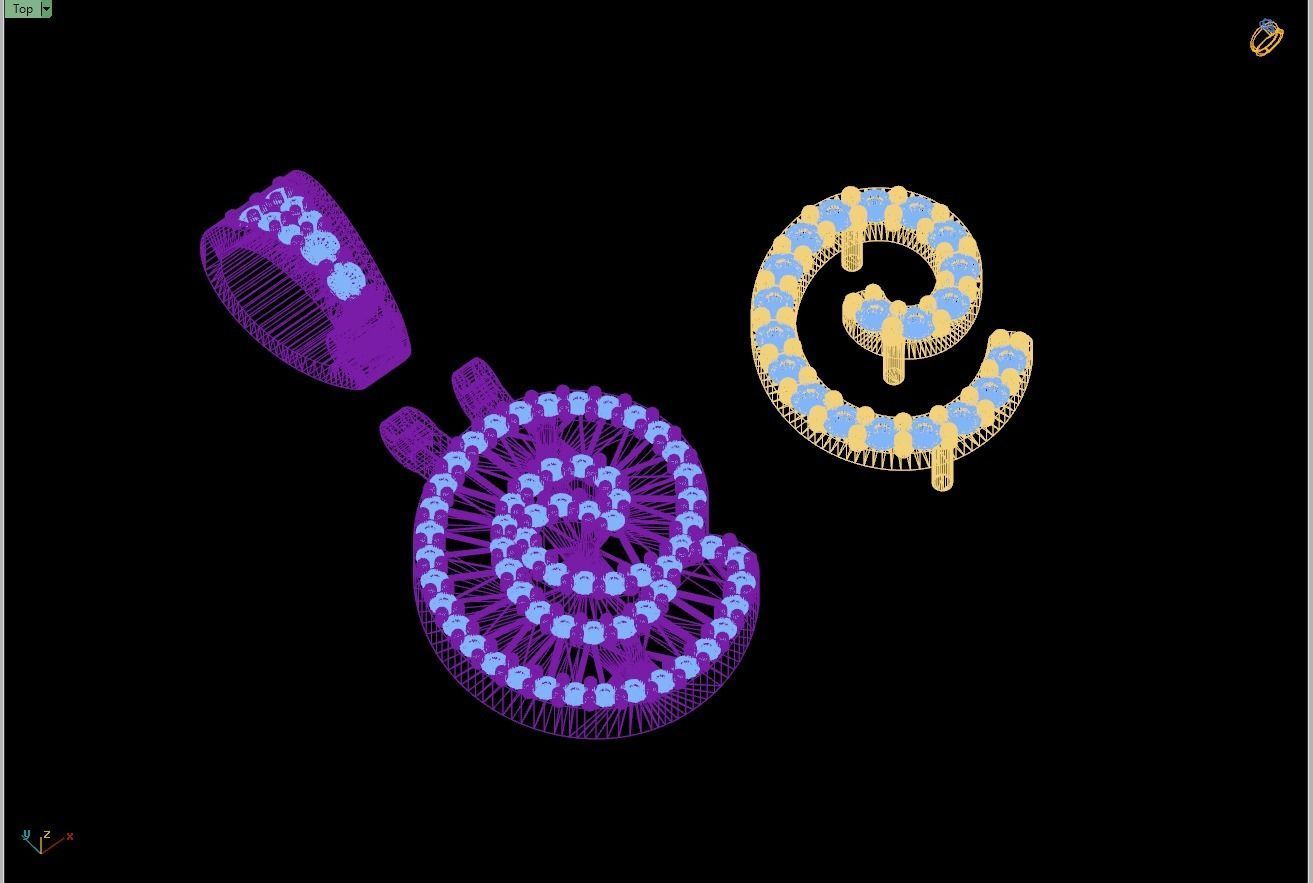 Custom Initial C Letter Diamond Pendant A to Z Alphabet Necklace 3D print model_15