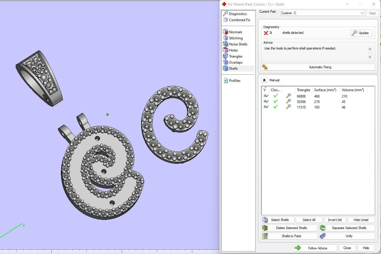 Custom Initial C Letter Diamond Pendant A to Z Alphabet Necklace 3D print model_18