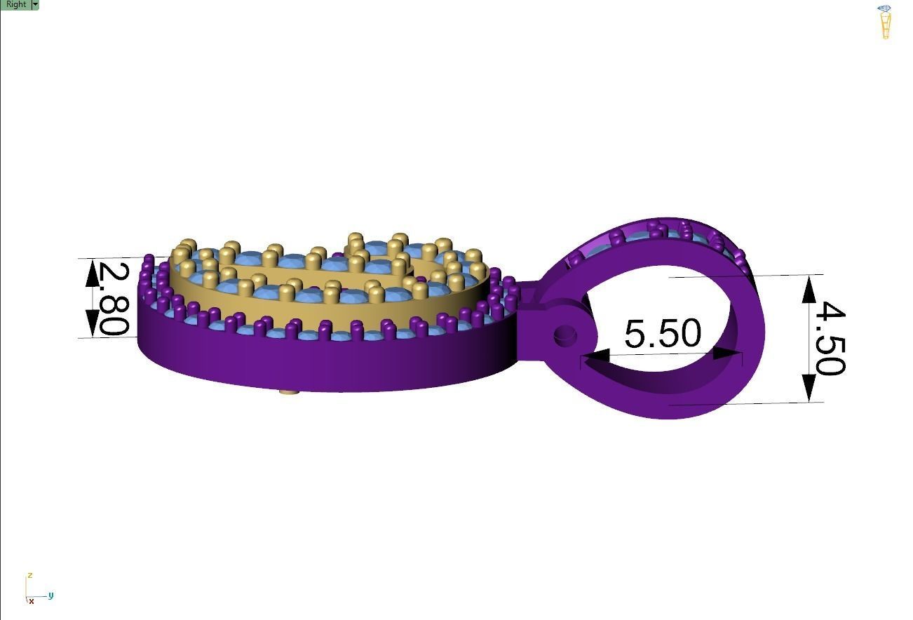 Custom Initial D Letter Diamond Pendant A to Z Alphabet Necklace 3D print model_7