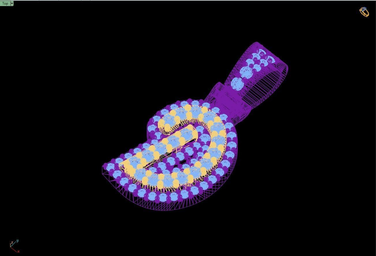 Custom Initial D Letter Diamond Pendant A to Z Alphabet Necklace 3D print model_16