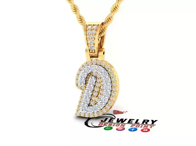 Custom Initial D Letter Diamond Pendant A to Z Alphabet Necklace