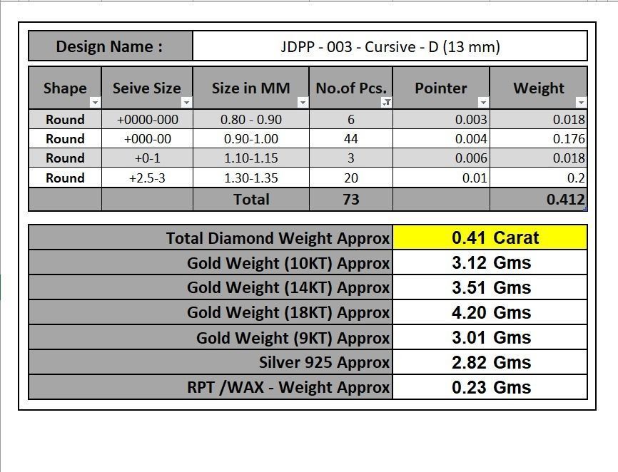 Custom Initial D Letter Diamond Pendant A to Z Alphabet Necklace 3D print model_19