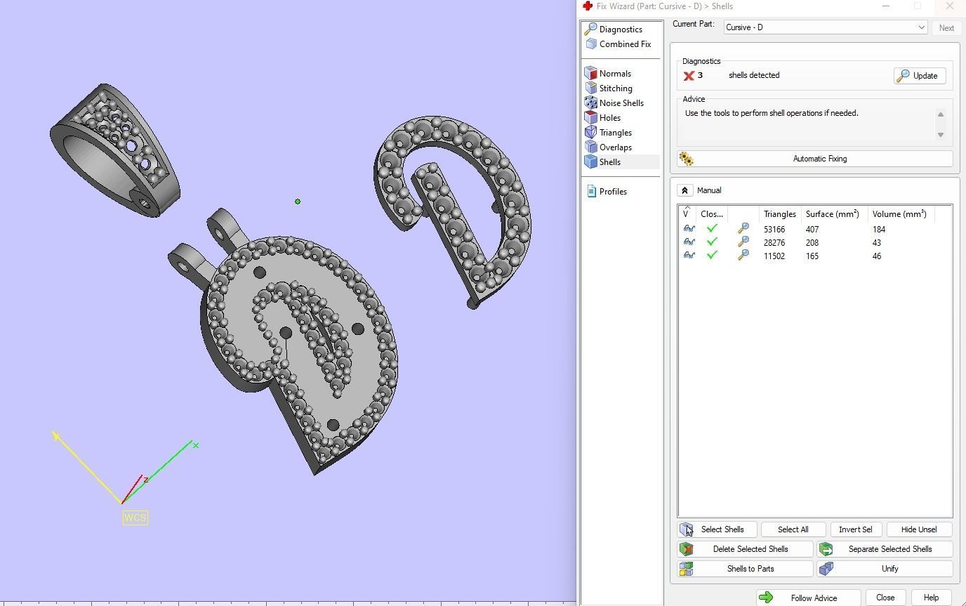 Custom Initial D Letter Diamond Pendant A to Z Alphabet Necklace 3D print model_18