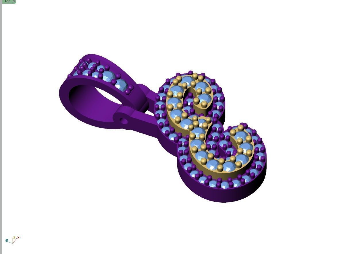 Custom Initial E Letter Diamond Pendant A to Z Alphabet Necklace 3D print model_8