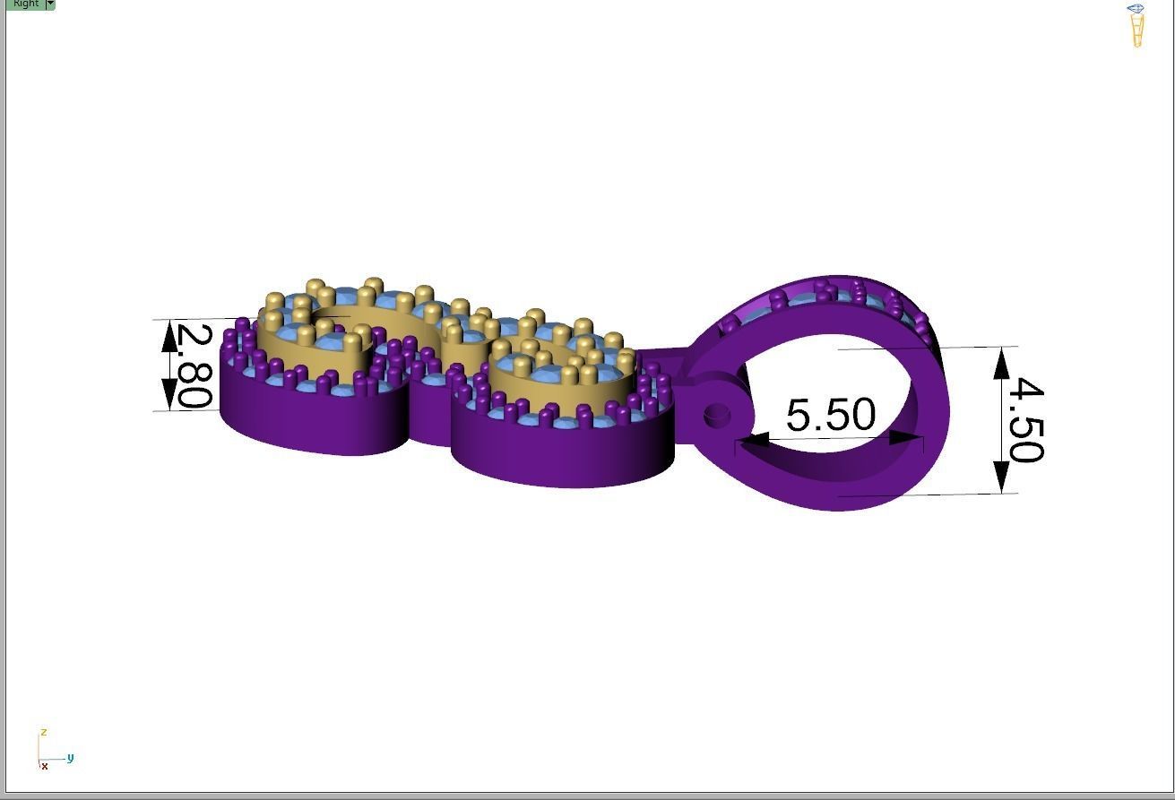 Custom Initial E Letter Diamond Pendant A to Z Alphabet Necklace 3D print model_7