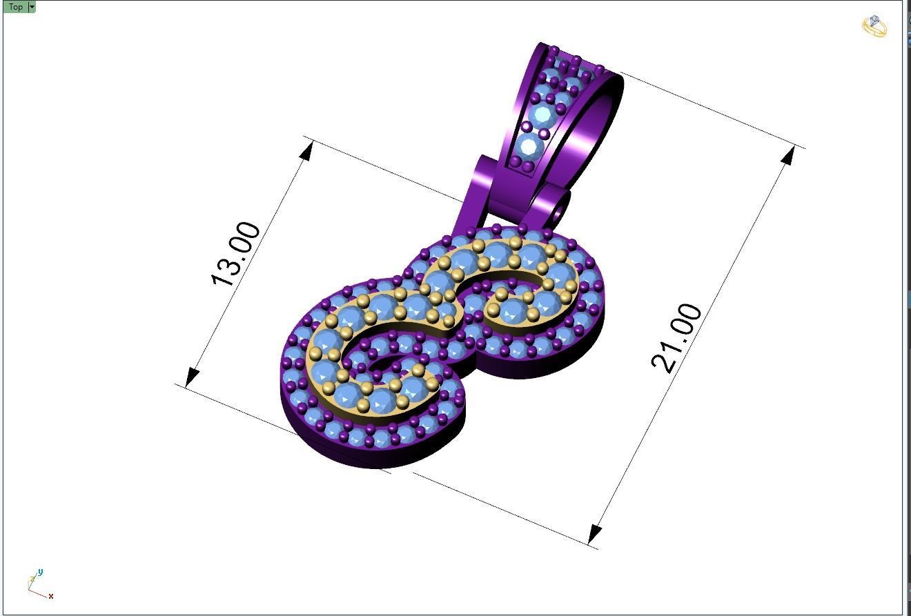 Custom Initial E Letter Diamond Pendant A to Z Alphabet Necklace 3D print model_4