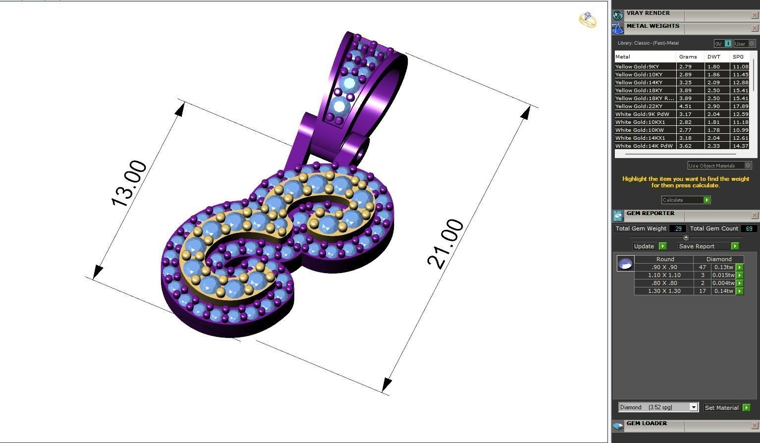 Custom Initial E Letter Diamond Pendant A to Z Alphabet Necklace 3D print model_6