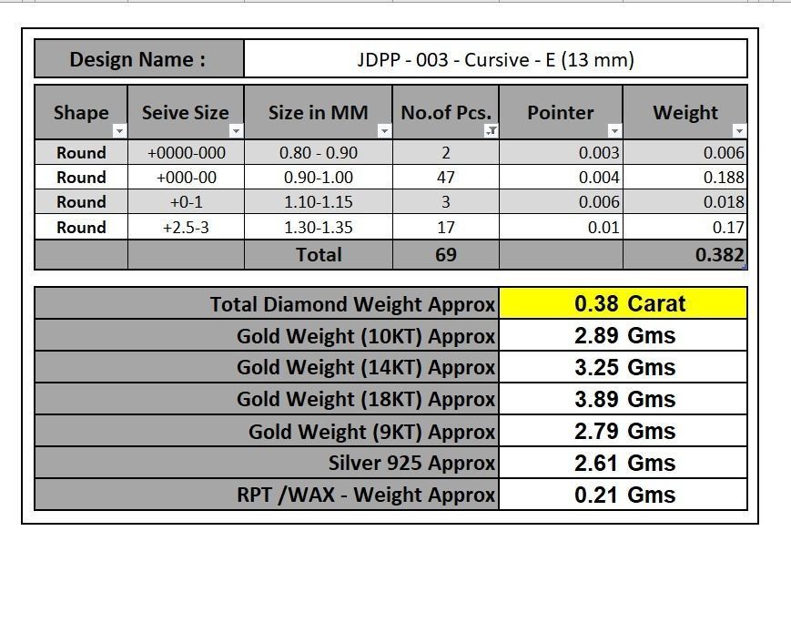 Custom Initial E Letter Diamond Pendant A to Z Alphabet Necklace 3D print model_19