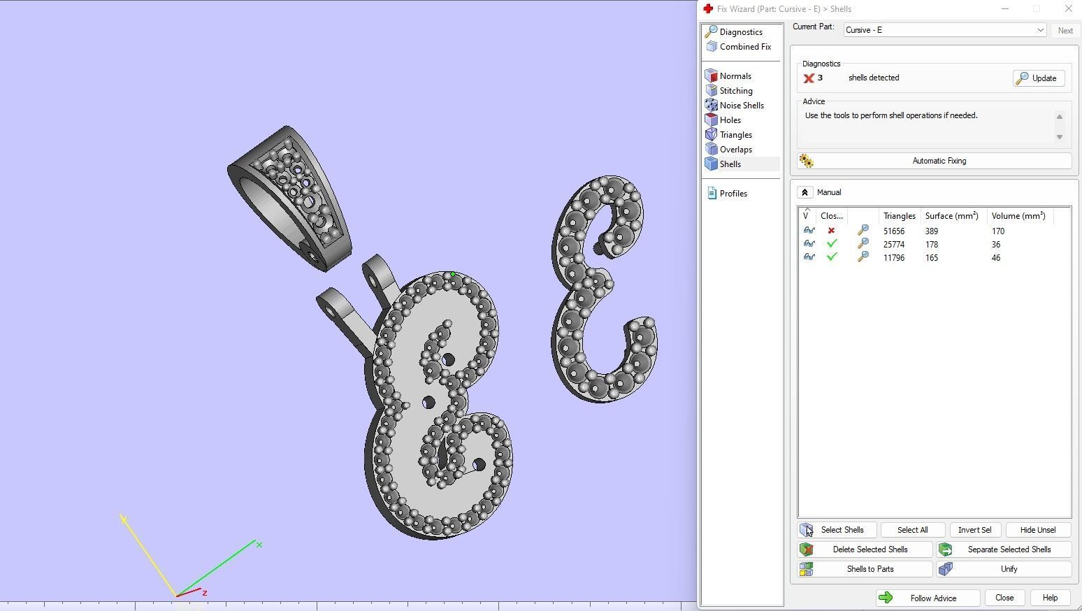 Custom Initial E Letter Diamond Pendant A to Z Alphabet Necklace 3D print model_18