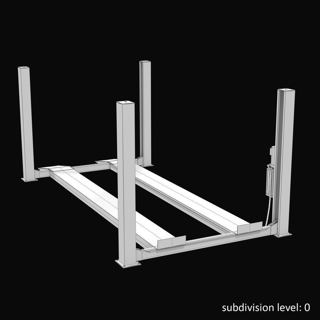 Car Lift Four Post Low-poly 3D model_20