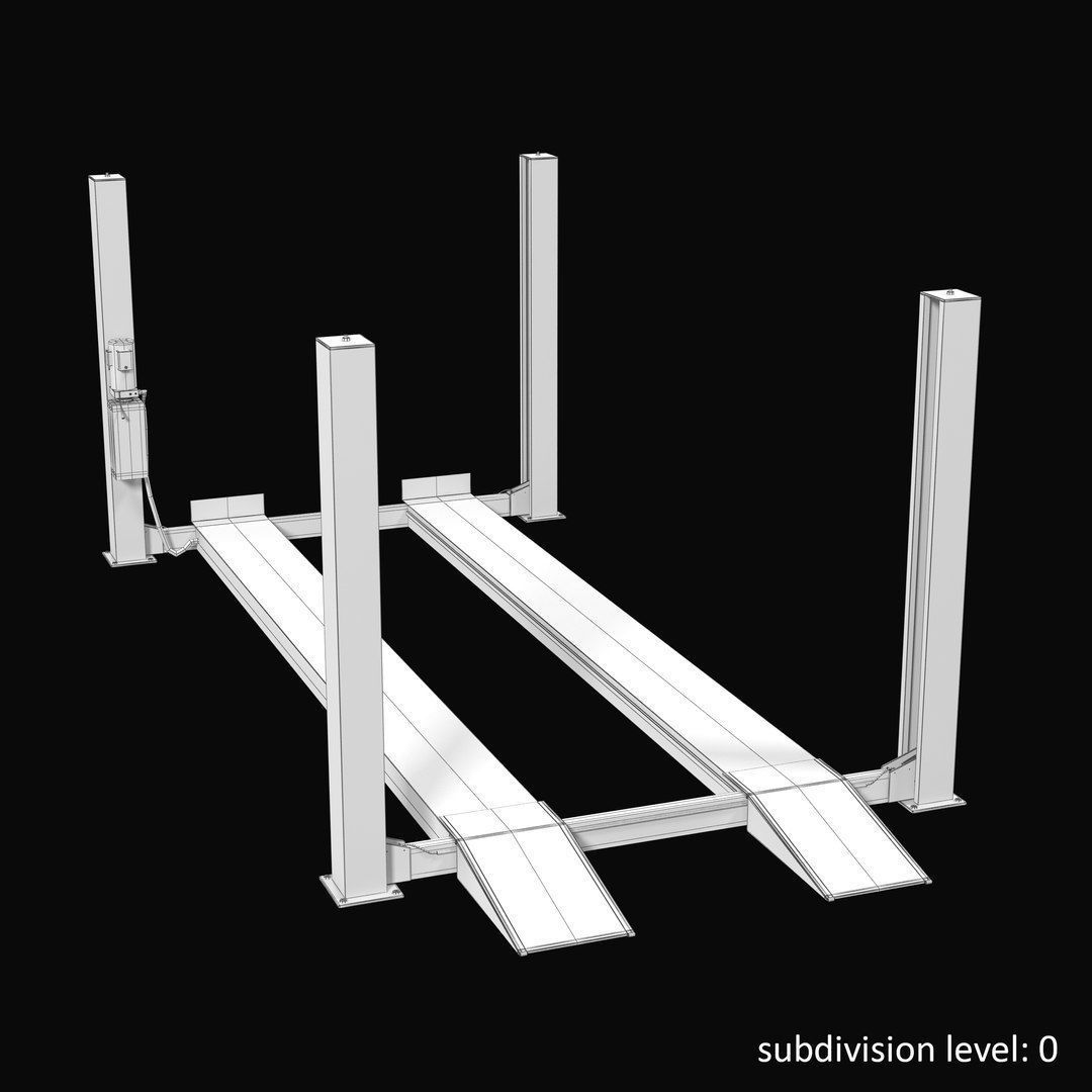 Car Lift Four Post Low-poly 3D model_18