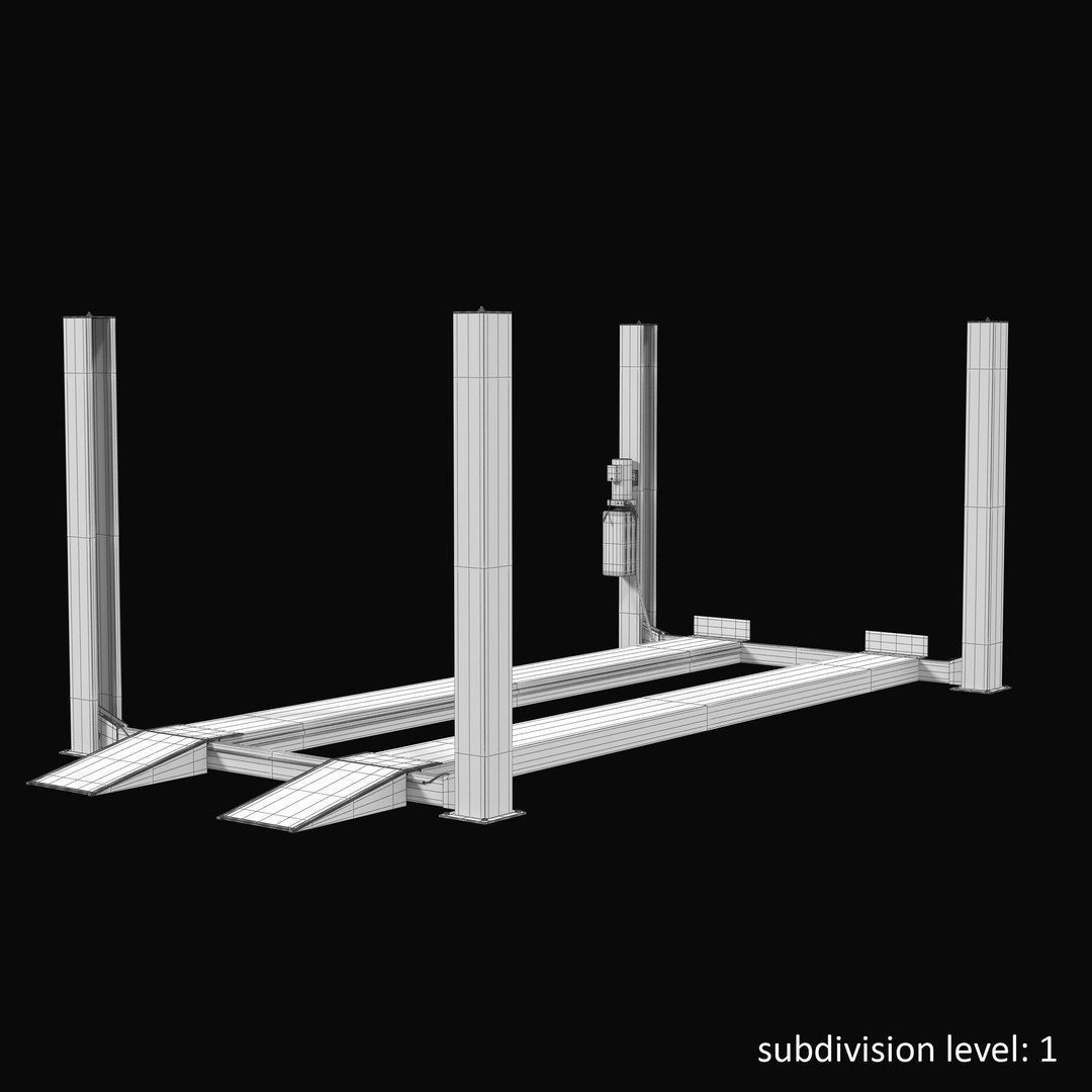 Car Lift Four Post Low-poly 3D model_25