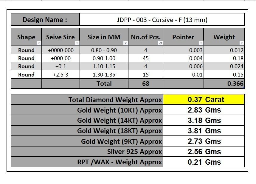 Custom Initial F Letter Diamond Pendant A to Z Alphabet Necklace 3D print model_19