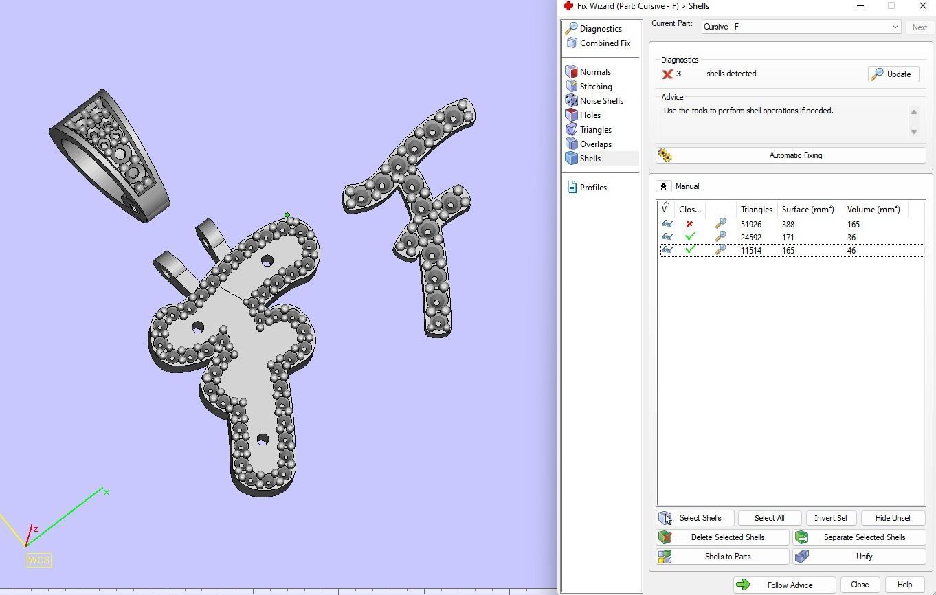Custom Initial F Letter Diamond Pendant A to Z Alphabet Necklace 3D print model_18