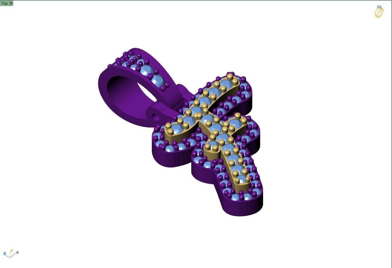 Custom Initial F Letter Diamond Pendant A to Z Alphabet Necklace 3D print model_7