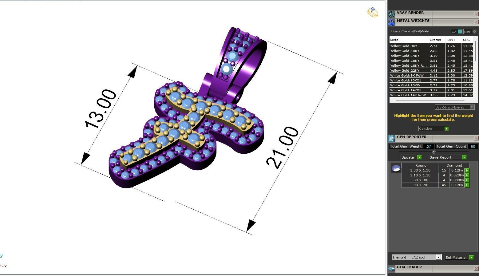 Custom Initial F Letter Diamond Pendant A to Z Alphabet Necklace 3D print model_6