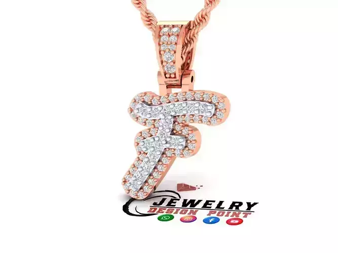Custom Initial F Letter Diamond Pendant A to Z Alphabet Necklace