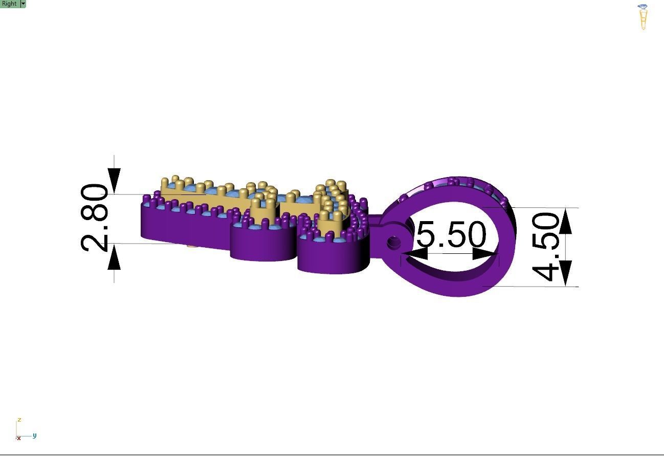 Custom Initial F Letter Diamond Pendant A to Z Alphabet Necklace 3D print model_8