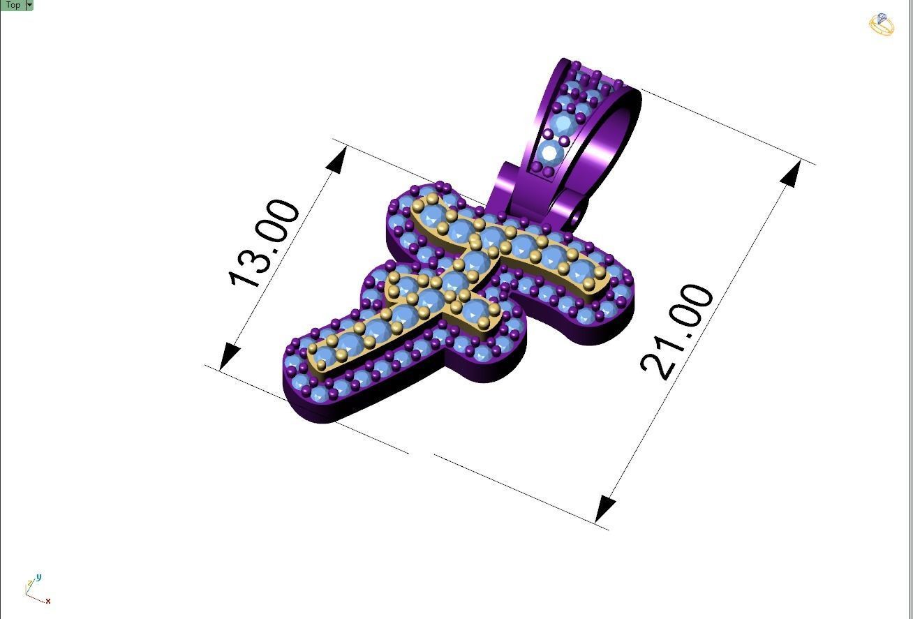 Custom Initial F Letter Diamond Pendant A to Z Alphabet Necklace 3D print model_4