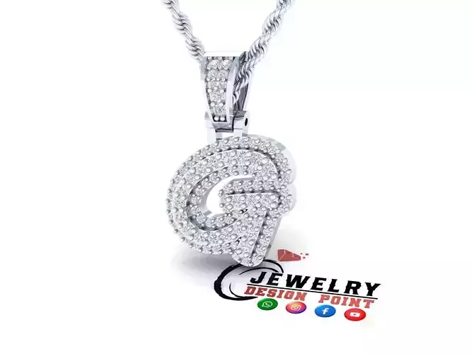 Custom Initial G Letter Diamond Pendant A to Z Alphabet Necklace