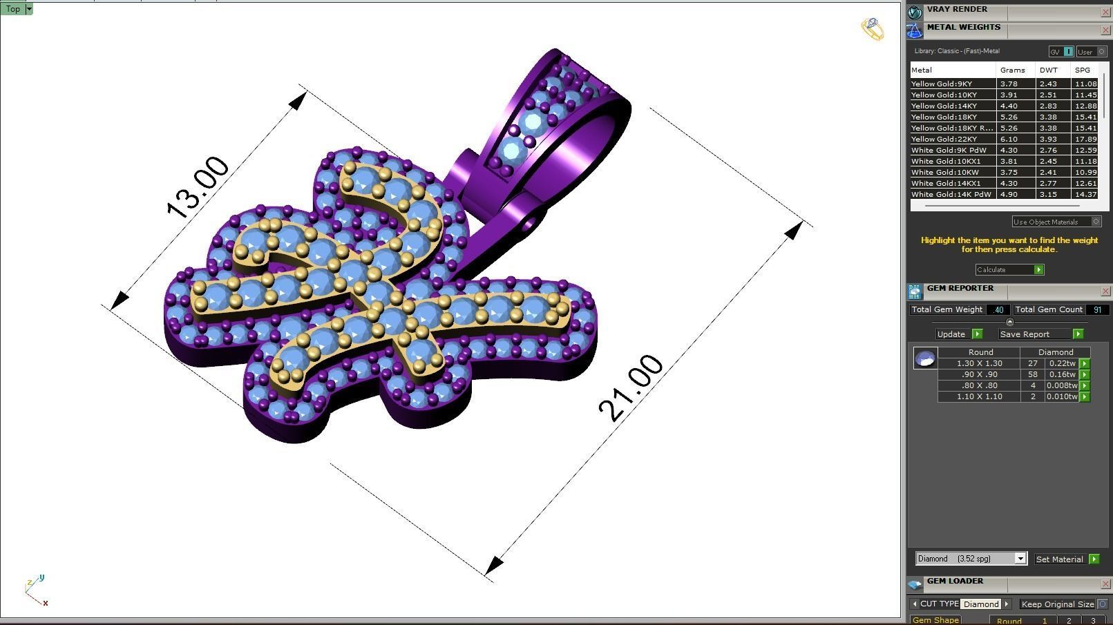 Custom Initial H Letter Diamond Pendant A to Z Alphabet Necklace 3D print model_6