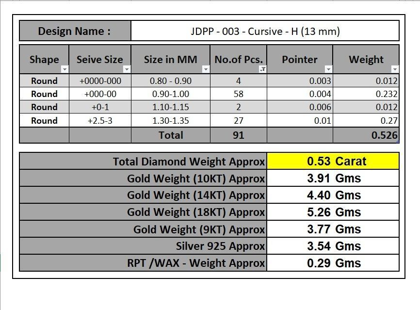 Custom Initial H Letter Diamond Pendant A to Z Alphabet Necklace 3D print model_19