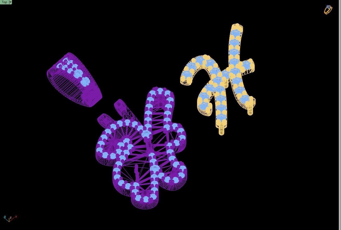 Custom Initial H Letter Diamond Pendant A to Z Alphabet Necklace 3D print model_15