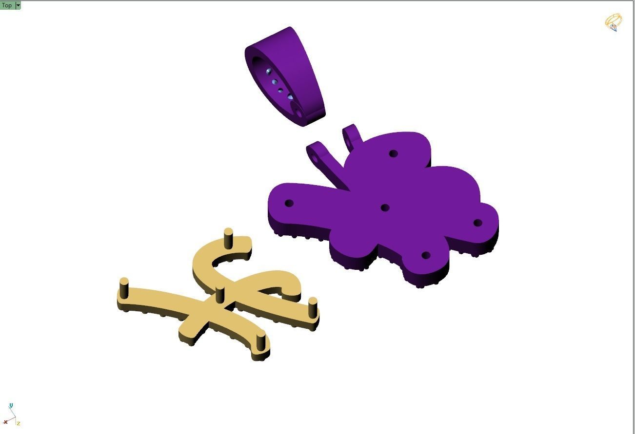 Custom Initial H Letter Diamond Pendant A to Z Alphabet Necklace 3D print model_12