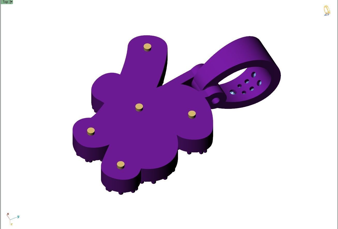 Custom Initial H Letter Diamond Pendant A to Z Alphabet Necklace 3D print model_9