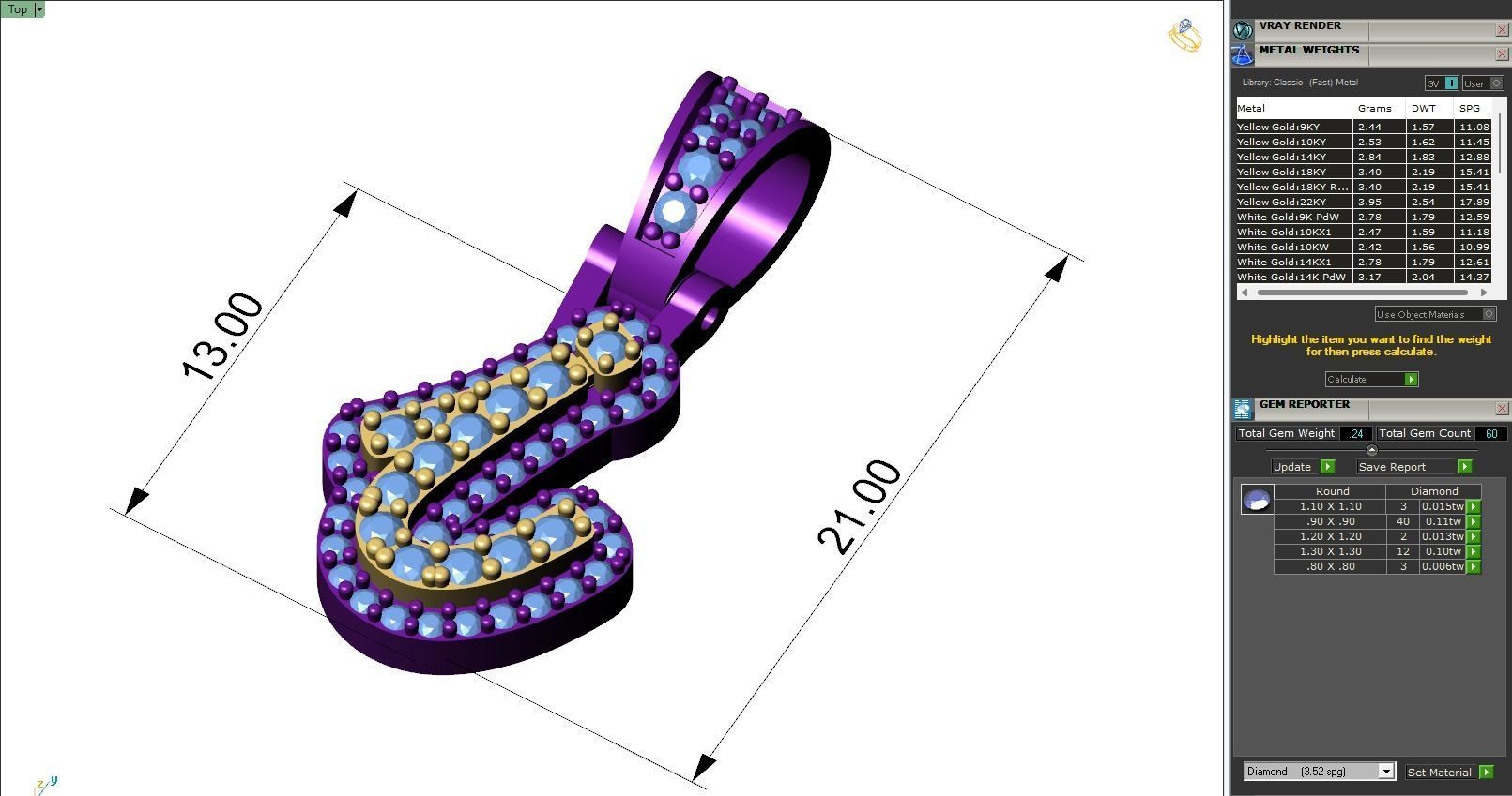 Custom Initial I Letter Diamond Pendant A to Z Alphabet Necklace 3D print model_6