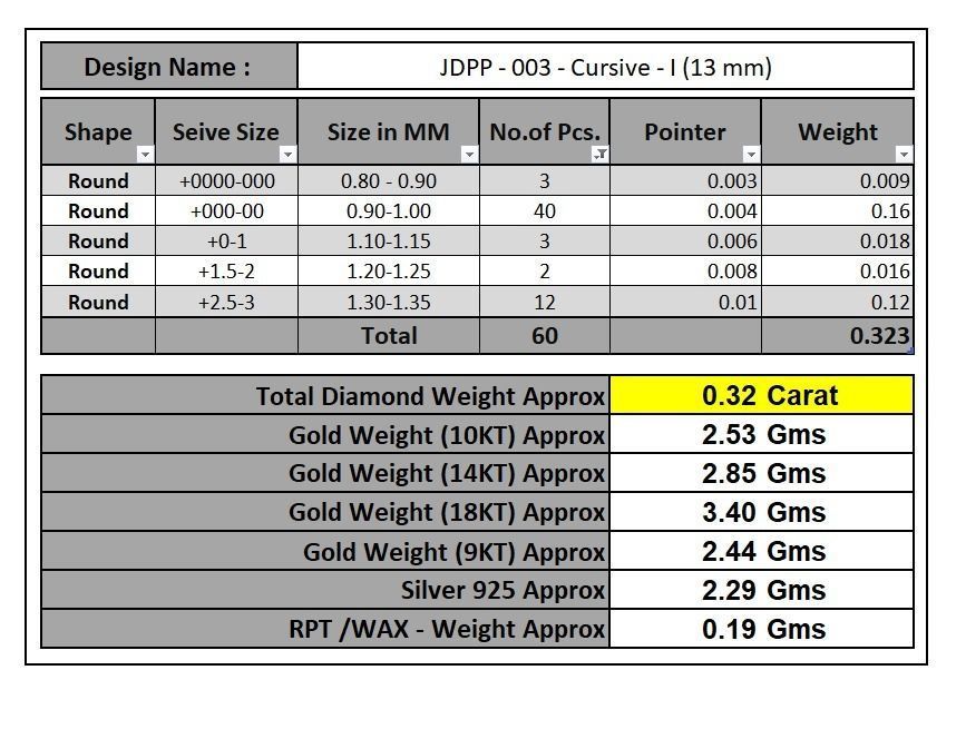 Custom Initial I Letter Diamond Pendant A to Z Alphabet Necklace 3D print model_19