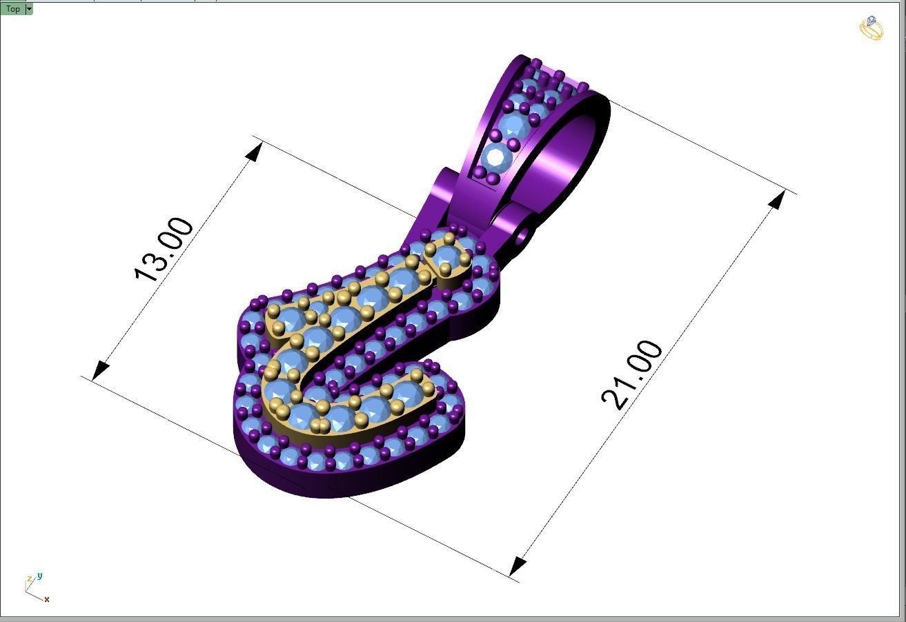 Custom Initial I Letter Diamond Pendant A to Z Alphabet Necklace 3D print model_4