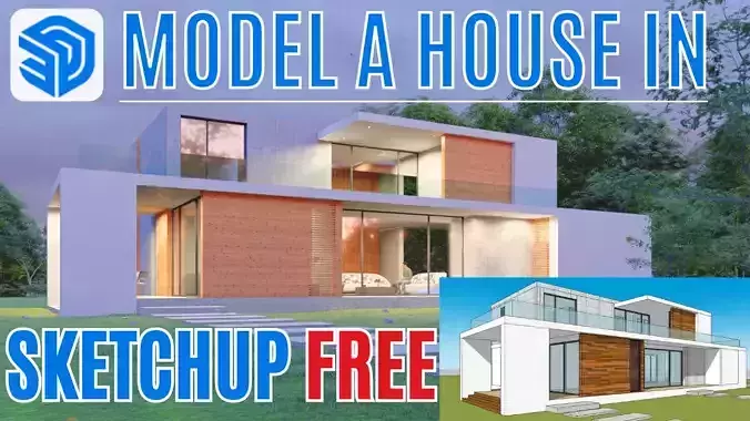 Excercise File for Model a House in SketchUp 2024 Tutorial Free 3D model