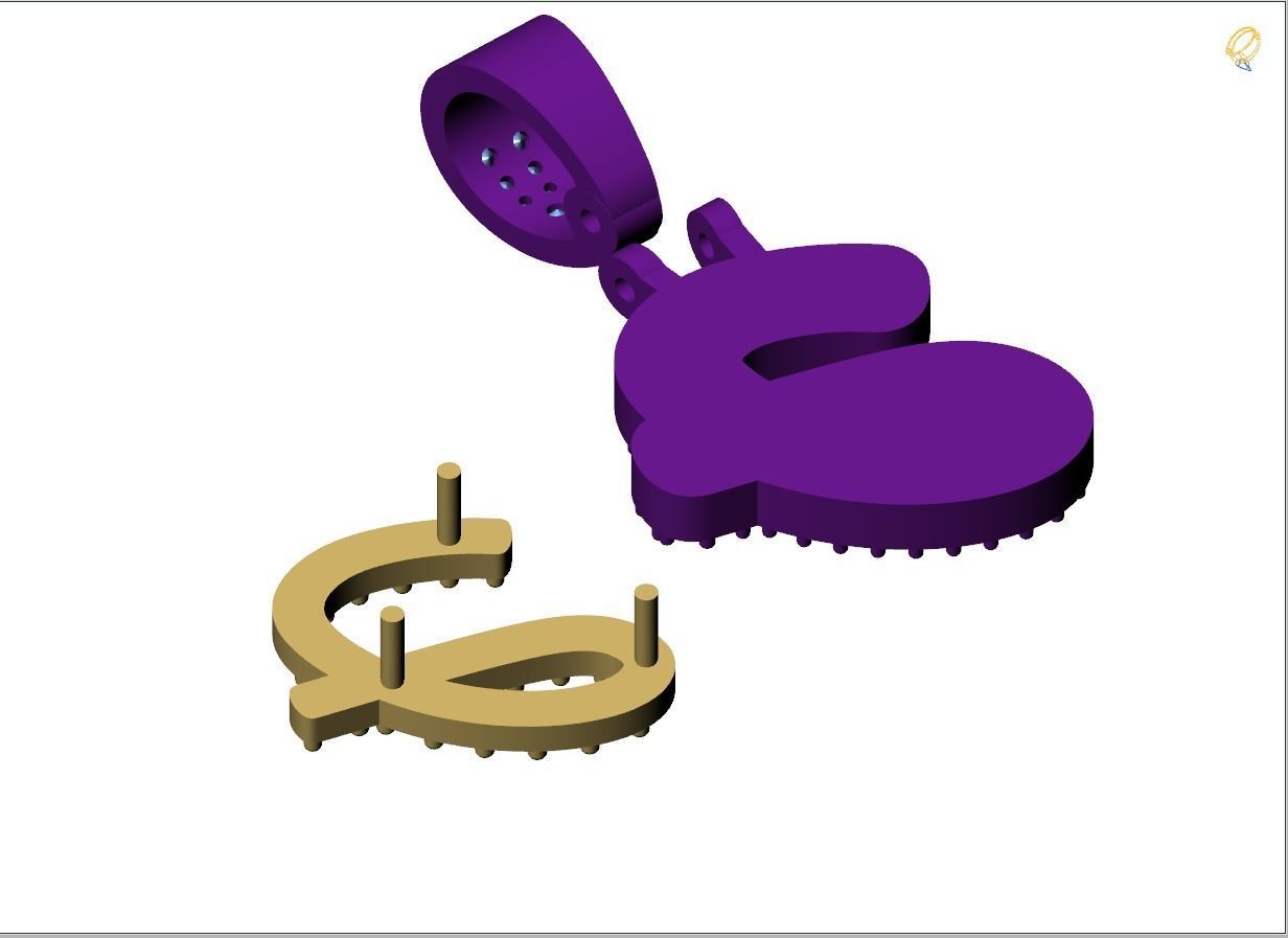 Custom Initial J Letter Diamond Pendant A to Z Alphabet Necklace 3D print model_12