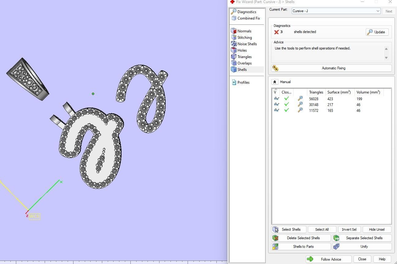 Custom Initial J Letter Diamond Pendant A to Z Alphabet Necklace 3D print model_18