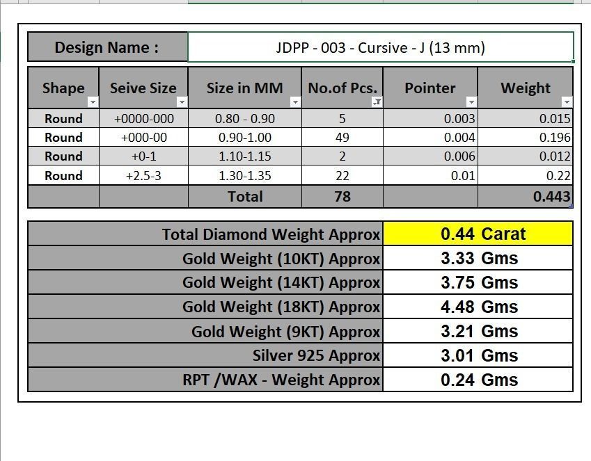 Custom Initial J Letter Diamond Pendant A to Z Alphabet Necklace 3D print model_19