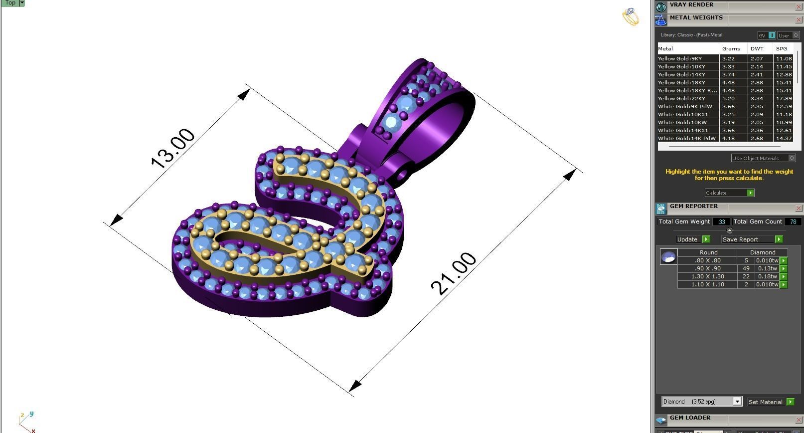 Custom Initial J Letter Diamond Pendant A to Z Alphabet Necklace 3D print model_4