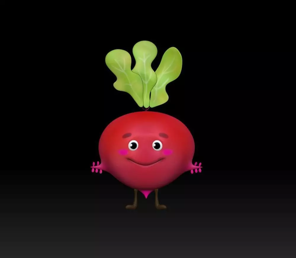 cartoon radish 3D model