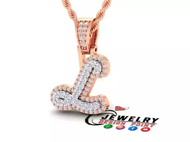 Custom Initial L Letter Diamond Pendant A to Z Alphabet Necklace