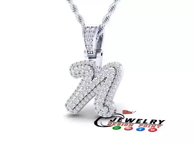 Custom Initial N Letter Diamond Pendant A to Z Alphabet Necklace