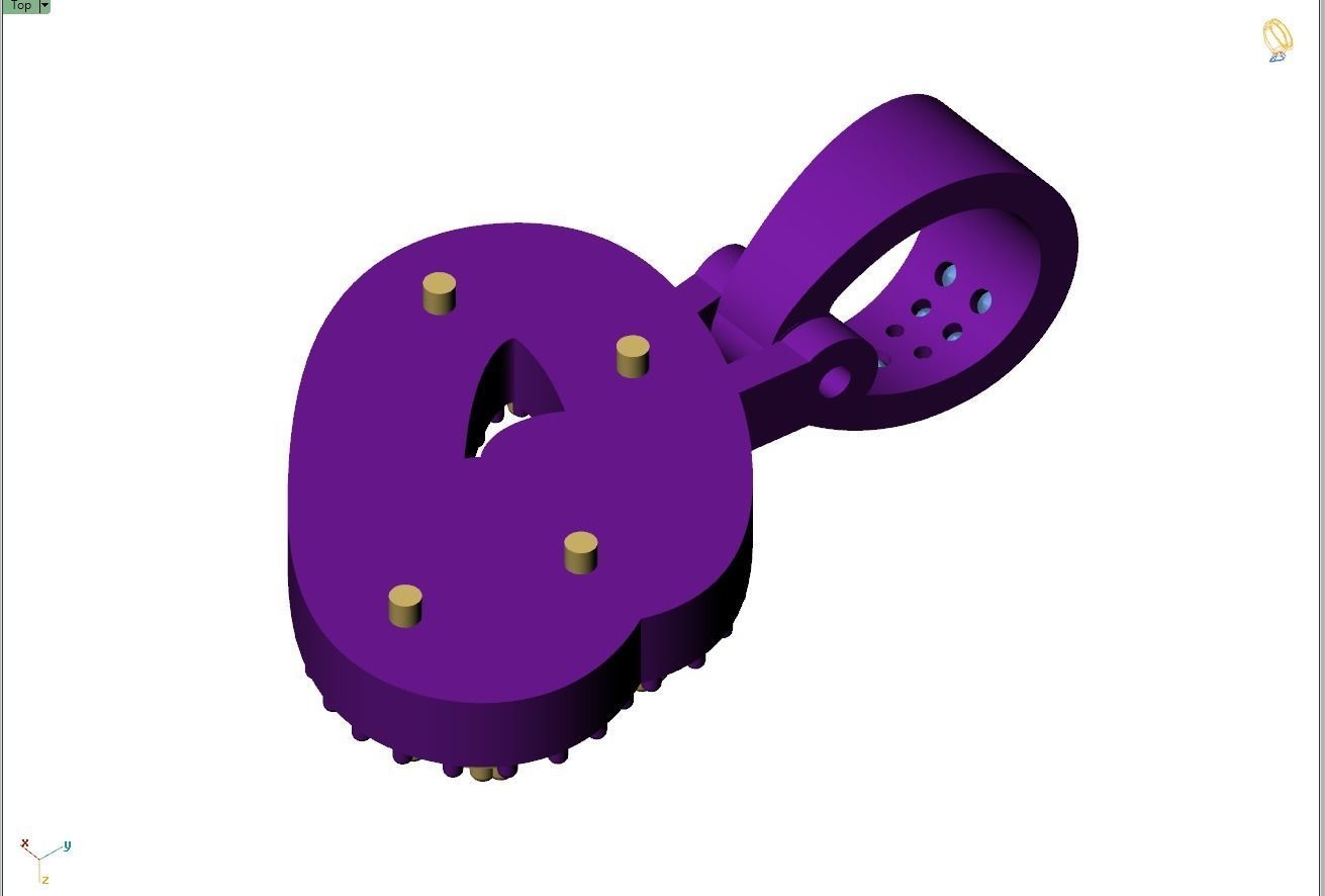 Custom Initial O Letter Diamond Pendant A to Z Alphabet Necklace 3D print model_9