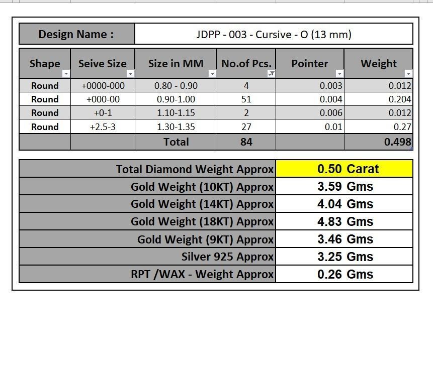 Custom Initial O Letter Diamond Pendant A to Z Alphabet Necklace 3D print model_19