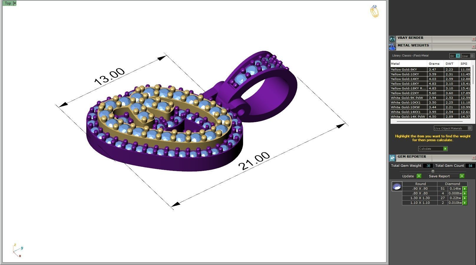 Custom Initial O Letter Diamond Pendant A to Z Alphabet Necklace 3D print model_6