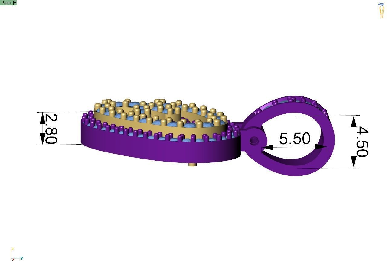 Custom Initial O Letter Diamond Pendant A to Z Alphabet Necklace 3D print model_7