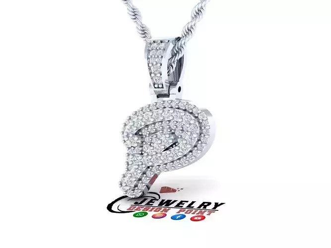 Custom Initial P Letter Diamond Pendant A to Z Alphabet Necklace