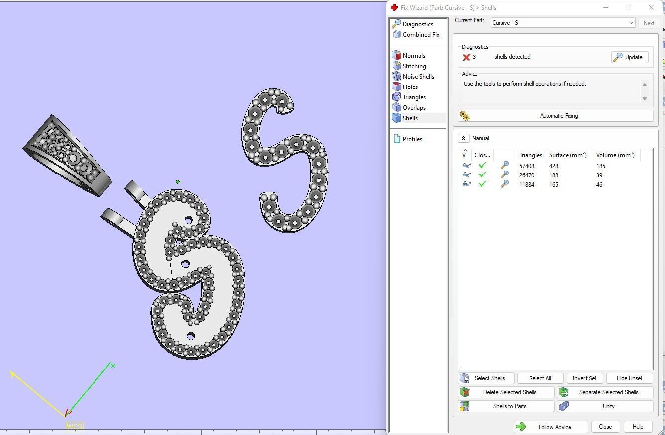 Custom Initial S Letter Diamond Pendant A to Z Alphabet Necklace 3D print model_18