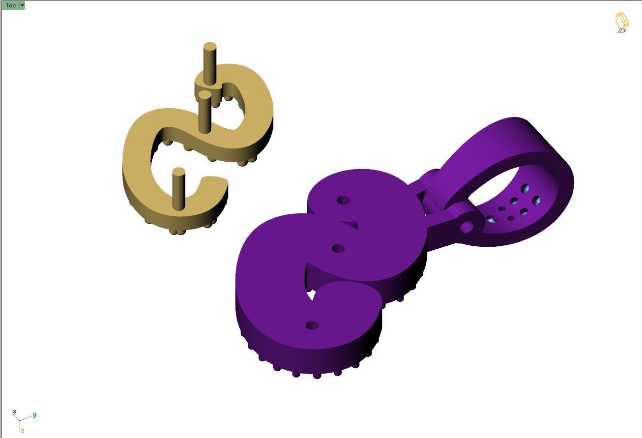 Custom Initial S Letter Diamond Pendant A to Z Alphabet Necklace 3D print model_13