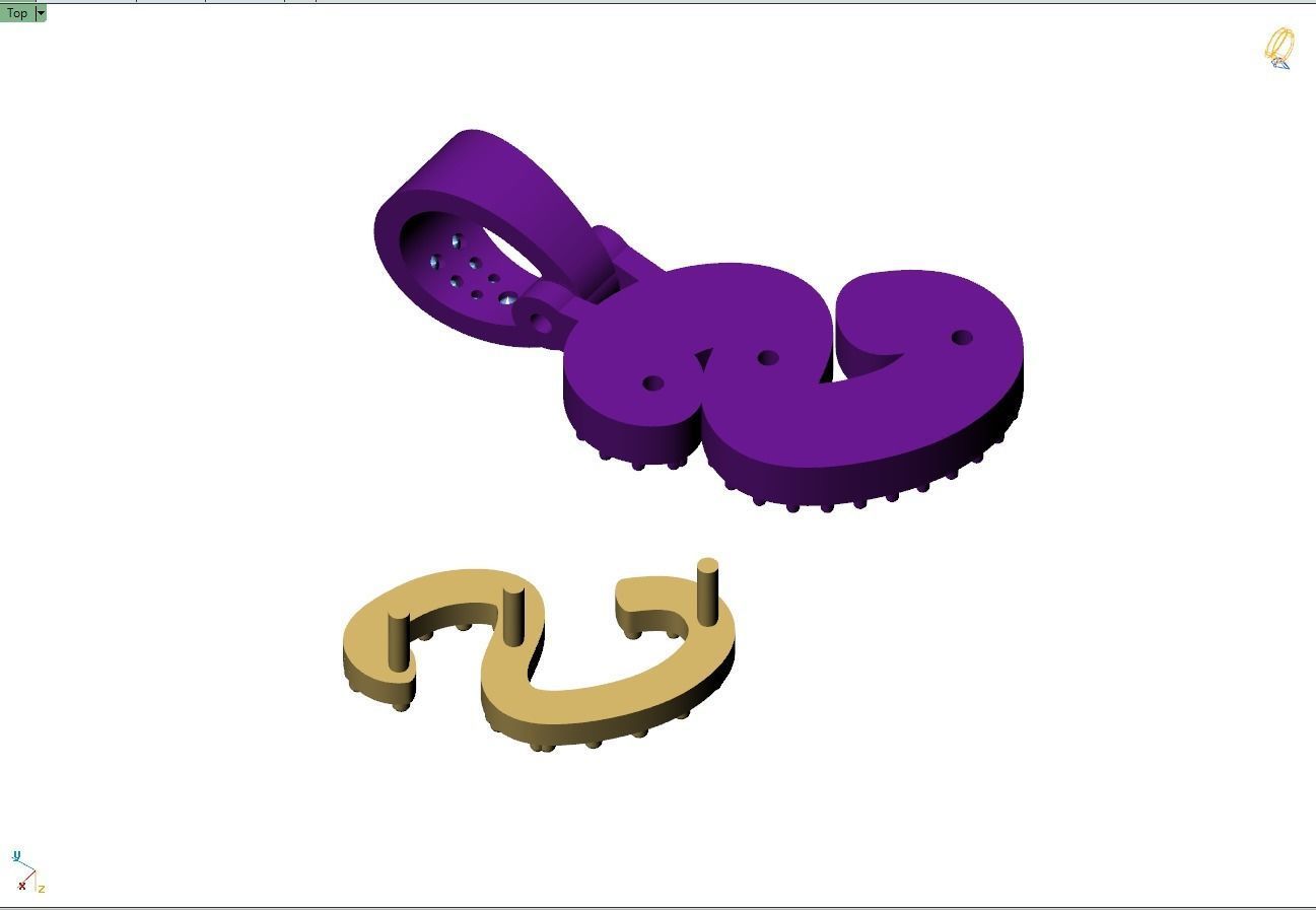 Custom Initial S Letter Diamond Pendant A to Z Alphabet Necklace 3D print model_12